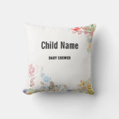 Zoete Teddy Liefdesvogels Baby Shower Kussen (Voorkant)
