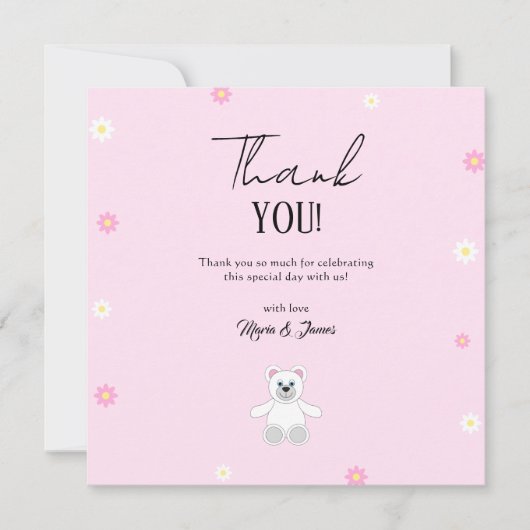 Zoete Teddybeer Baby Shower Bedankkaart (Voorkant)