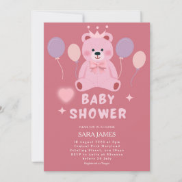 Zoete Teddybeer Baby Shower Uitnodiging