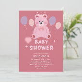 Zoete Teddybeer Baby Shower Uitnodiging (Staand voorkant)