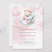 Zoete Teddybeer Baby Shower Uitnodiging Cloud Nine (Voorkant)