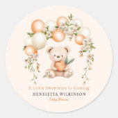 Zoete teddybeer babyshower ballonboog sticker (Voorkant)