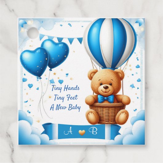 Zoete teddybeer babyshower 🧸 bedankjes labels (Voorkant)