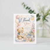 Zoete teddybeer babyshower bedankkaart briefkaart (Staand voorkant)