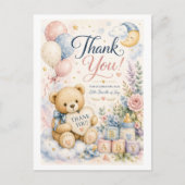 Zoete teddybeer babyshower bedankkaart briefkaart (Voorkant)