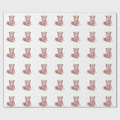 Zoete teddybeer babyshower inpakpapier (Vlak)