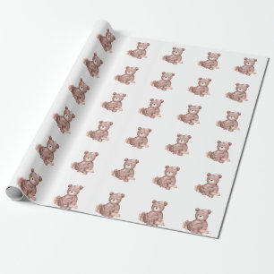 Zoete teddybeer babyshower inpakpapier