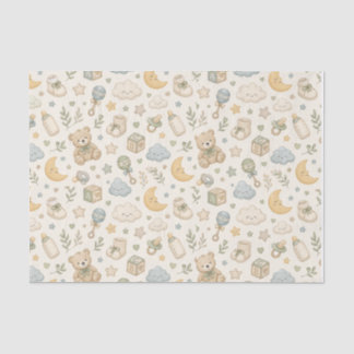 Zoete teddybeer babyshower inpakpapier | Gesl Tissuepapier