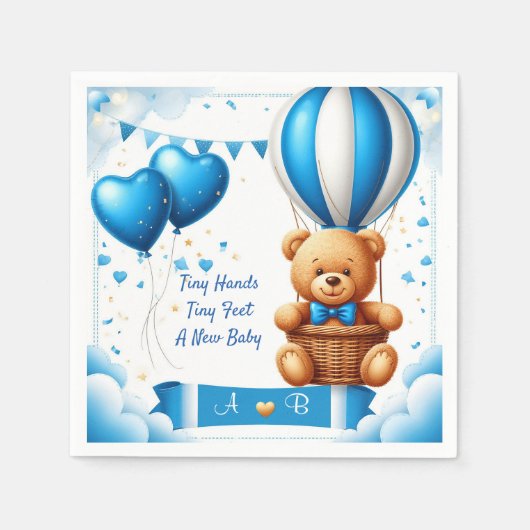 Zoete teddybeer babyshower 🧸 servet (Voorkant)
