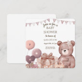 Zoete teddybeer babyshower uitnodiging (Voorkant / Achterkant)