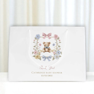 Zoete Teddybeer Bloemen Baby Shower Bedankt Groot Cadeauzakje