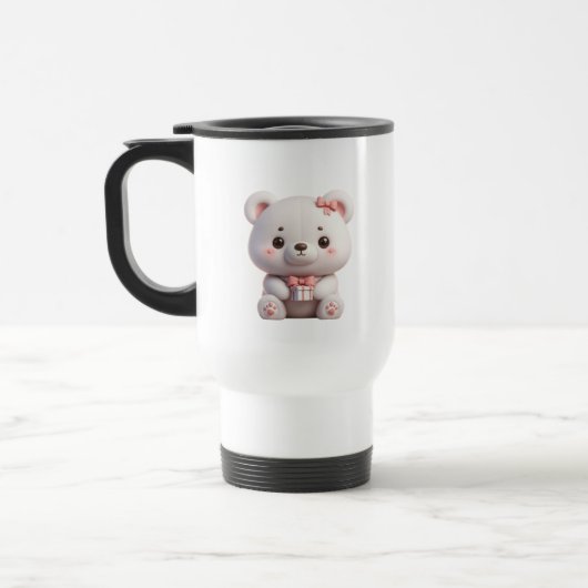 Zoete teddybeer en geschenkdoos reisbeker (Links)