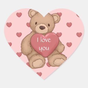 zoete teddybeer hart sticker