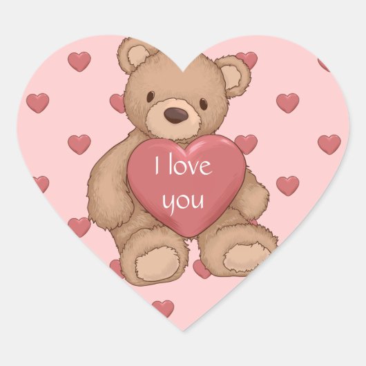 zoete teddybeer hart sticker (Voorkant)