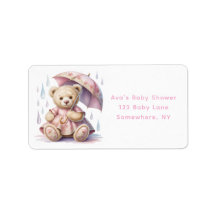 Zoete Teddybeer Meisje Baby Shower Uitnodiging