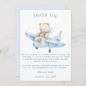 Zoete teddybeer op een vliegtuig bedankkaart (Voorkant / Achterkant)