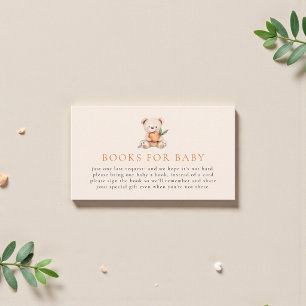 Zoete teddybeer-perzikboeken voor babykaart informatiekaartje