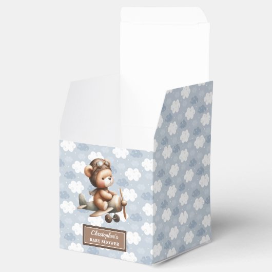 Zoete teddybeer piloot jongen douche gunst box bla bedankdoosjes (Geopend)