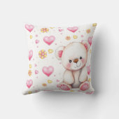 Zoete teddybeer & pinwheels voor een meisje Baby B Kussen (Achterkant)