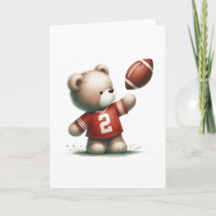 Zoete Teddybeer Voetbalspeler Lege Kaart