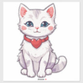 Zoete tekening van een kitten met een hartvormige  sticker (Vel)