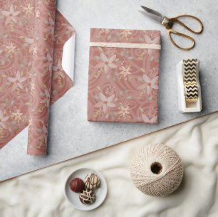 Zoete Terracotta Blush Waterverf Kantpatroon Cadeaupapier
