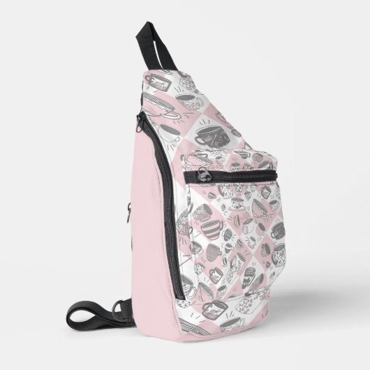 Zoete thee print gesneden naaizak sling bag (Linkerhoek)