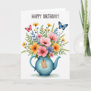 Zoete Theepot Bloemkaart Kaart