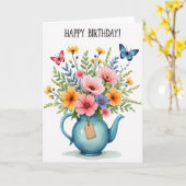 Zoete Theepot Bloemkaart Kaart (Gele Bloem)