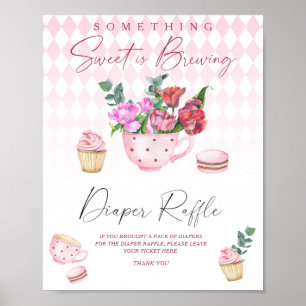 Zoete theesalon babyshower Luiers raffen Poster