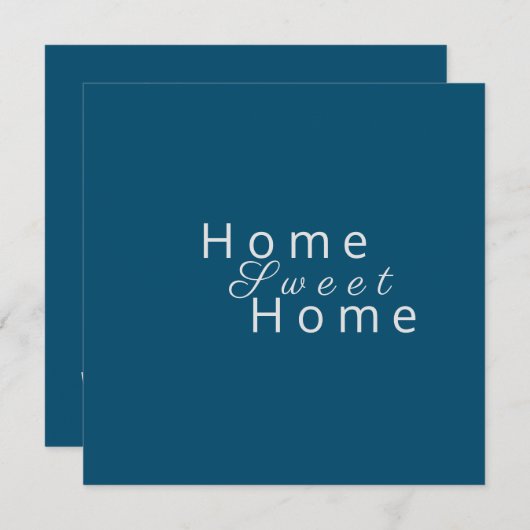 Zoete Thuis Huisfeest, Oceaanblauwe Uitnodiging (Voorkant / Achterkant)