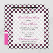 Zoete tienjarige uitnodiging, roze polka stippen kaart (Voorkant / Achterkant)