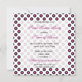 Zoete tienjarige uitnodiging, roze polka stippen kaart