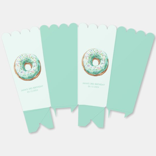 Zoete tijd pastel groene donut verjaardag bedankdoosjes (Ongevouwen)