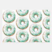 Zoete tijd pastel groene donut verjaardag inpakpapier vel (Voorkant)