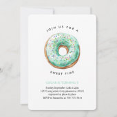 Zoete tijd pastel groene donut verjaardag kaart (Voorkant)