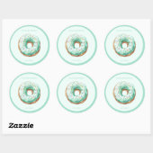 Zoete tijd pastel groene donut verjaardag ronde sticker (Vel)