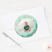 Zoete tijd pastel groene donut verjaardag ronde sticker (Envelop)