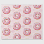 Zoete tijd pastel roze donut verjaardag cadeaupapier (Vlak)
