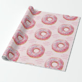 Zoete tijd pastel roze donut verjaardag cadeaupapier (Uitgerold)