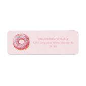 Zoete tijd pastel roze donut verjaardag etiket (Voorkant)