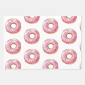 Zoete tijd pastel roze donut verjaardag inpakpapier vel (Voorkant)