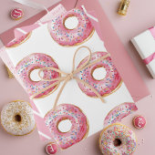 Zoete tijd pastel roze donut verjaardag inpakpapier vel