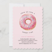 Zoete tijd pastel roze donut verjaardag kaart (Voorkant)