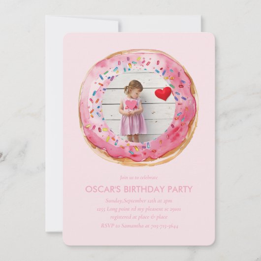 Zoete tijd pastel roze donut verjaardag kaart (Voorkant)