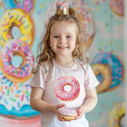 Zoete tijd pastel roze donut verjaardag kinder shirts