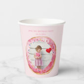 Zoete tijd pastel roze donut verjaardag papieren bekers (Voorkant)