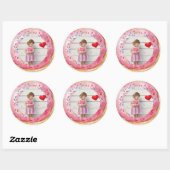 Zoete tijd pastel roze donut verjaardag ronde sticker (Vel)