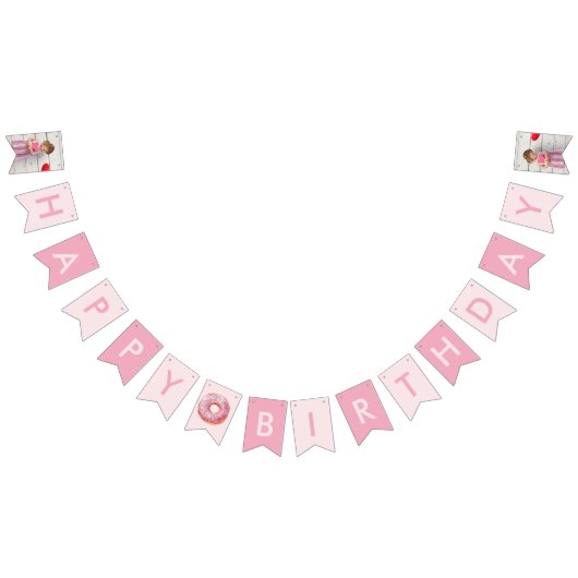 Zoete tijd pastel roze donut verjaardag vlaggetjes (Alle)