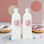Zoete tijd pastel roze donut verjaardag waterfles etiket